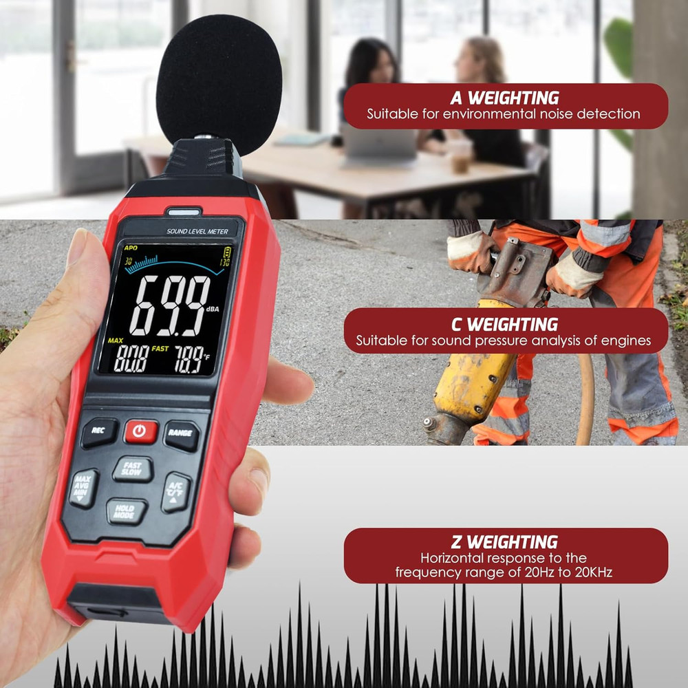 Sound Level Meter Data Logger Decibel Meter with Record Function, Portable Noise
