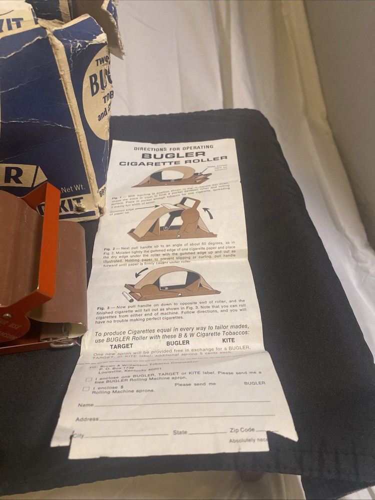 Vintage Bugler Thrift Kit Cigarette Rolling Machine in Original Box