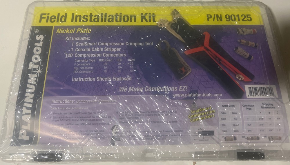Platinum Tools 90126 Field Installation Kit Compression Crimping Tool Connectors