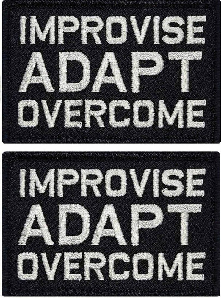 Improvise Adapt Overcome Embroidered PATCH  |2PC  HOOK BACKING  3"X2"