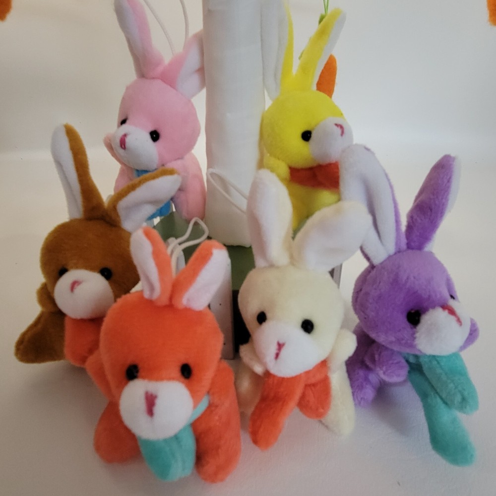 Lighted 22 Inch Easter Spring Tree 14 Hanging Plush Ornaments Rabbits Carrots