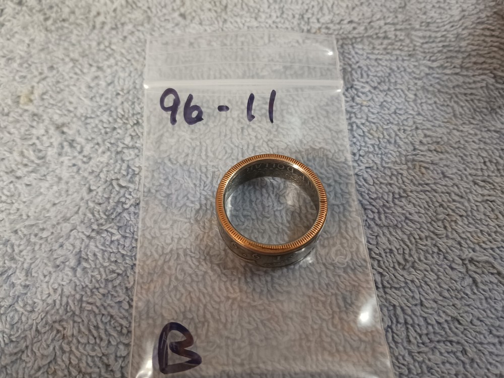 1996 Kenney Half Dollar coin ring size 11 Handmade (B)
