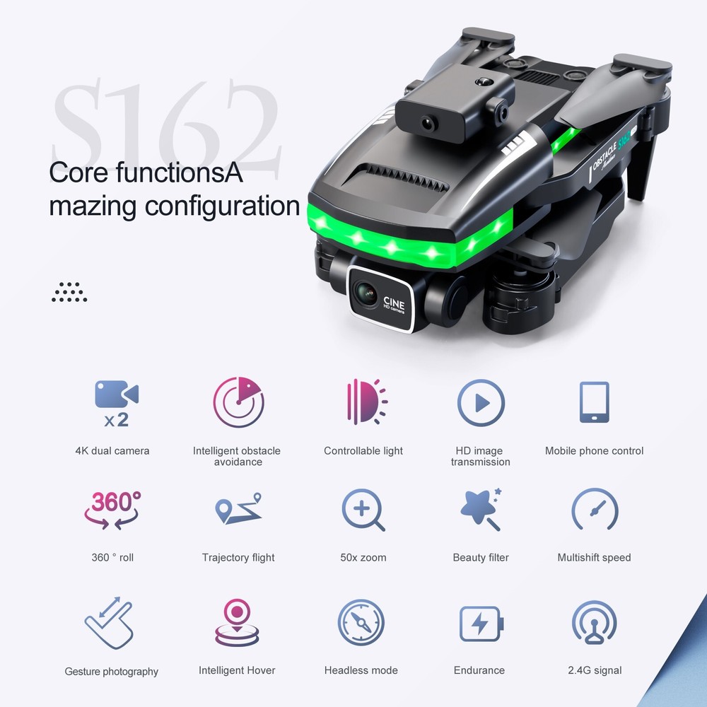 S162 RC Drones Dual Cameras Headless Mode 3pc Battery