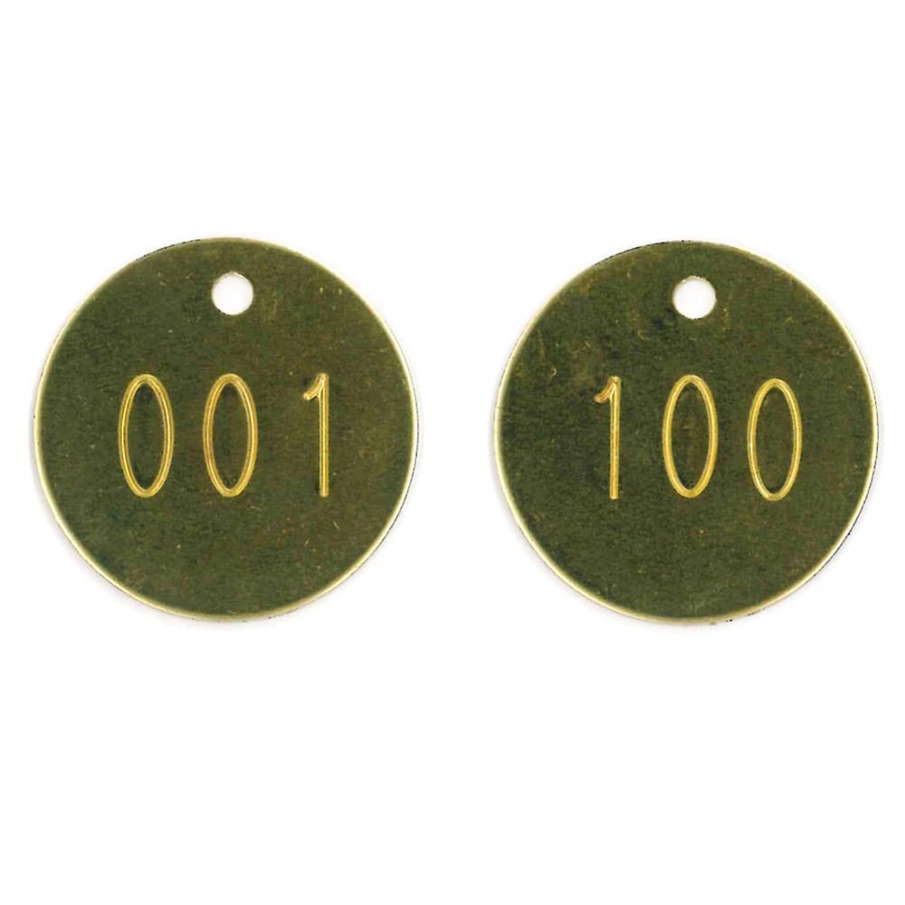 Brass Tags, Numbered 001-100, 1.25 Round