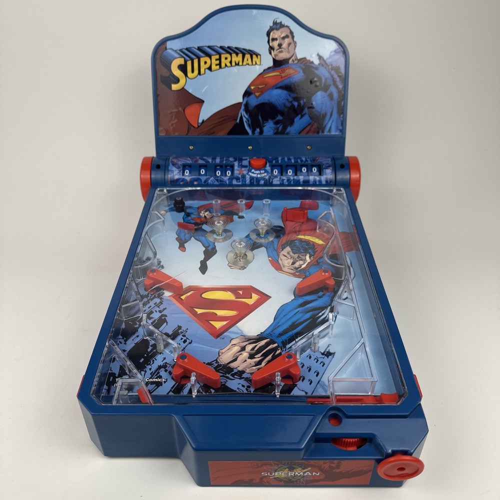 Funrise Superman Pinball Machine Lights & Sounds DC Comics 2004 Tested Works