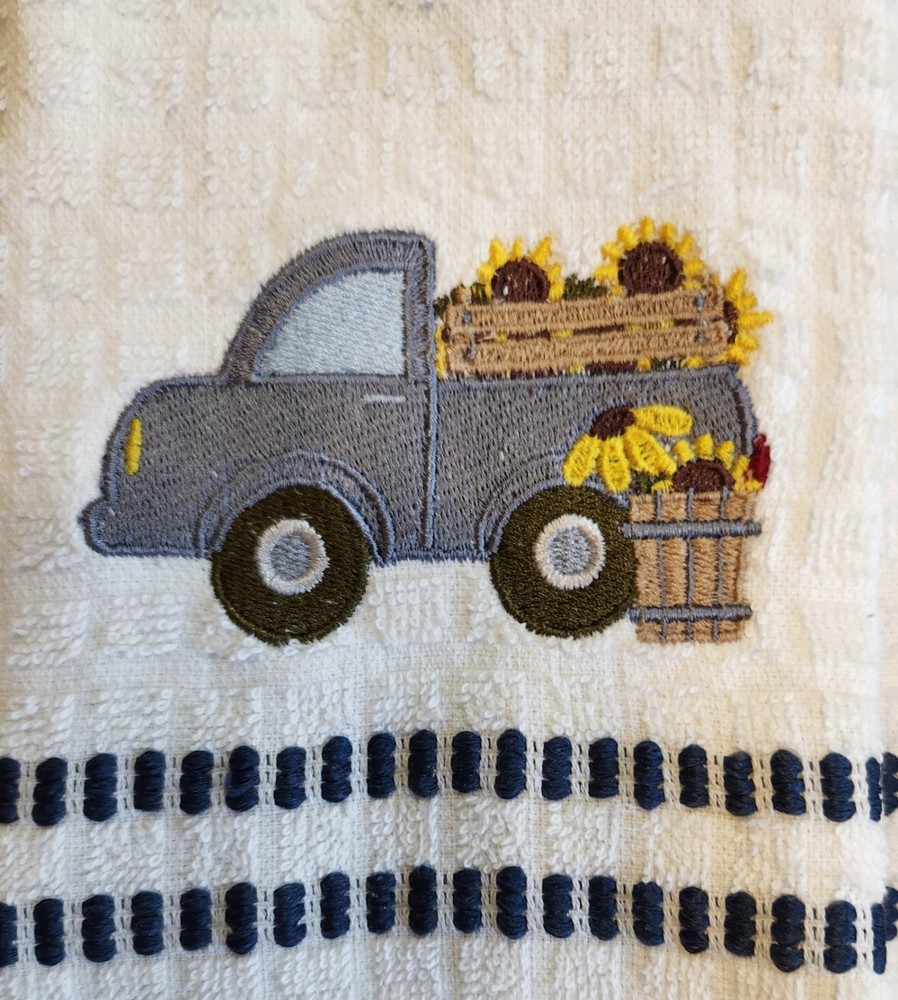 Kitchen Dish Towels with Embroidered Accents