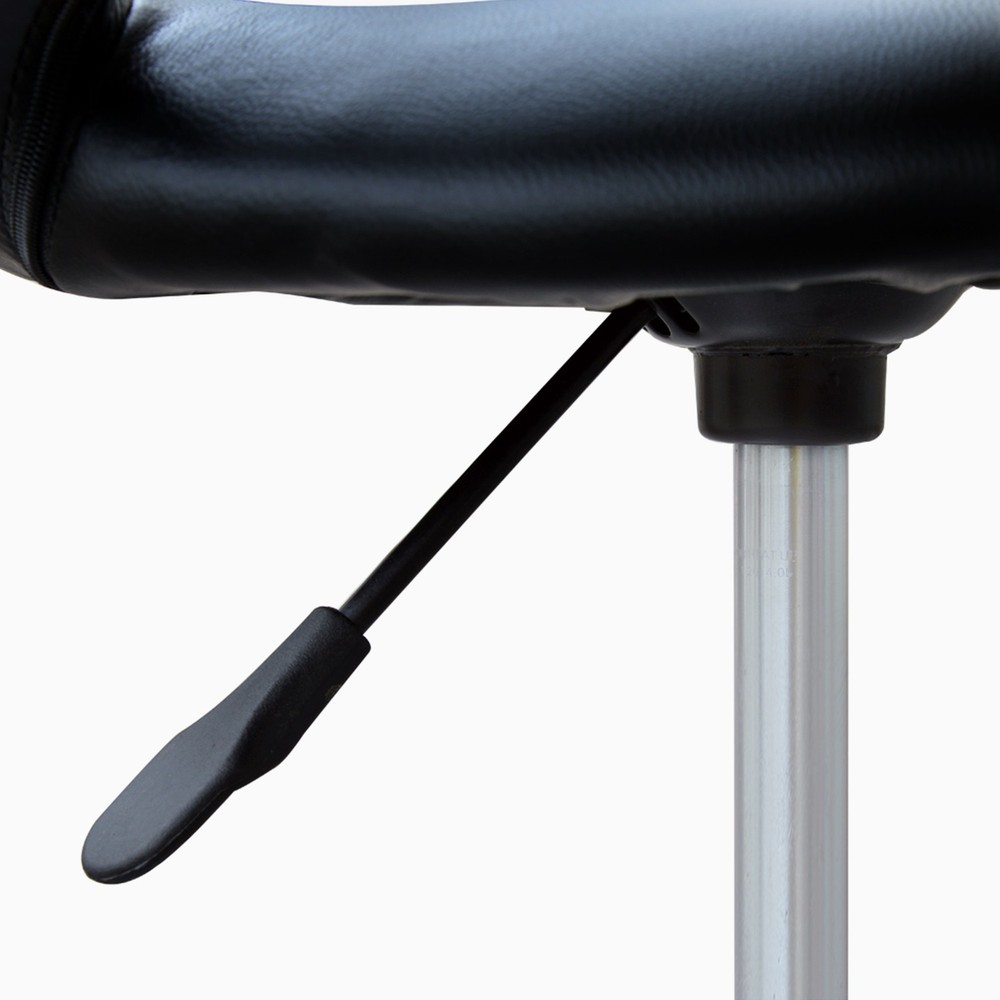 Crescent Rolling Salon Stool with Adjustable Height, Breathable Open Back