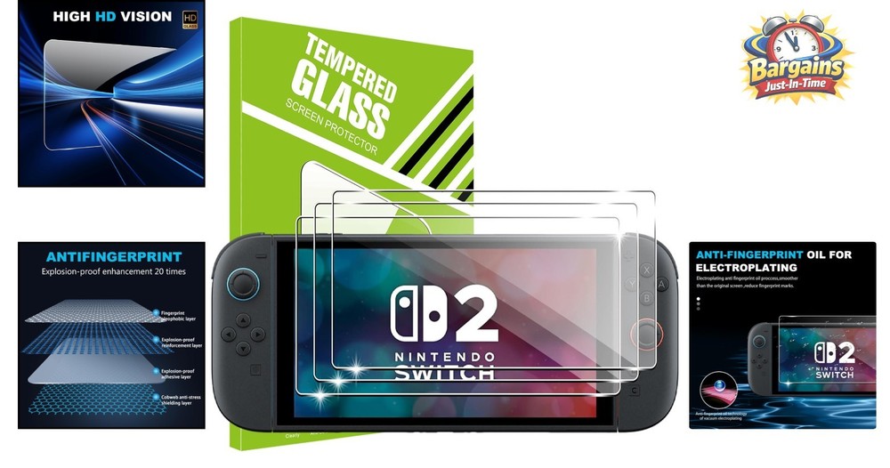 Ultimate NS Switch 2 Screen Protector - 9H Tempered Glass, Anti-Scratch 3 Pack