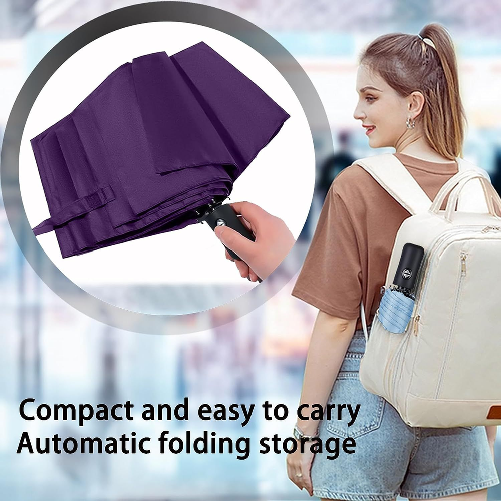 SIEPASA Windproof Travel Compact Umbrella-Automatic Small Size, Purple