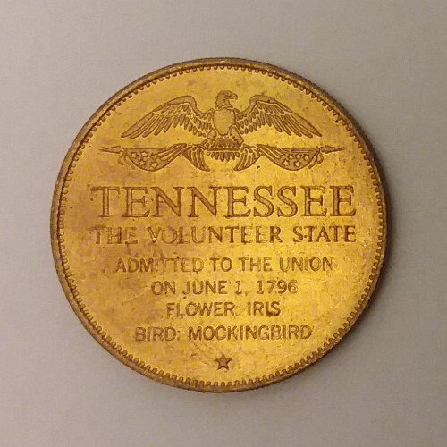 Tennessee 16th State Souvenir Bronze Token 26mm