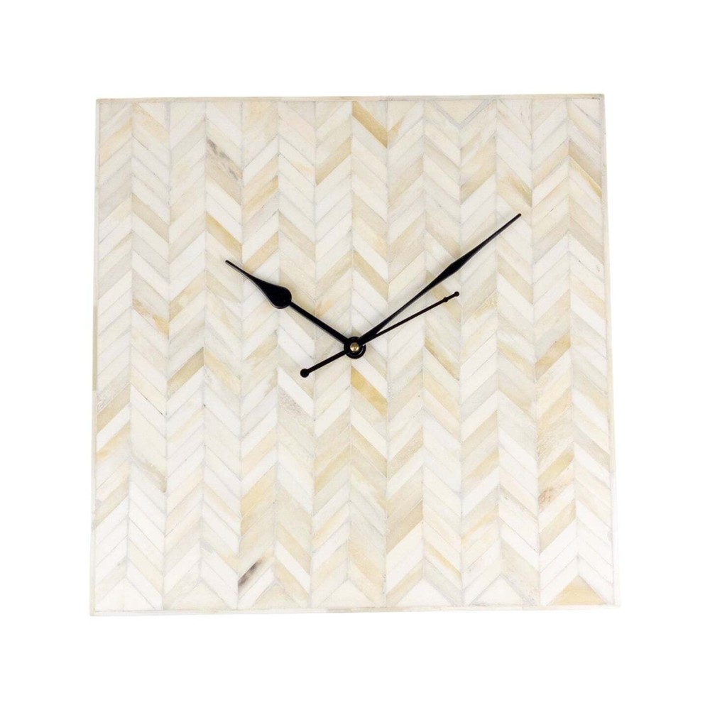 Bone Inlay Wall Clock | Chevron Design White and Grey Clock | Wall Decor Clock