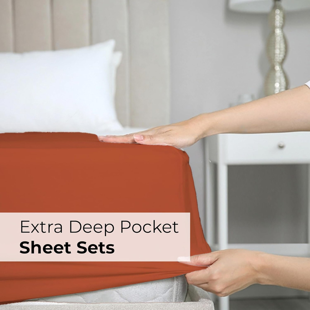 Extra Deep King Sheet Set - 6 Piece Breathable & Cooling Sheets - Hotel Luxury B