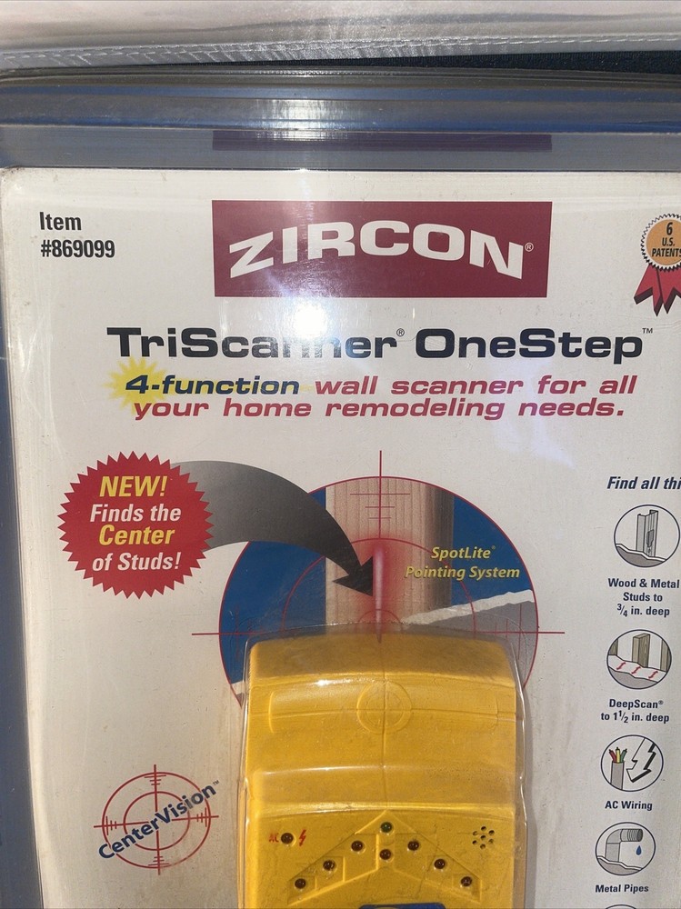 New Zircon OneStep 4-Function CenterVision Stud AC Metal Wall MultiScan 869099