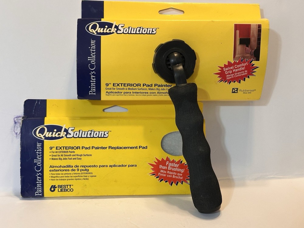 NEW Quick Solutions 9"Exterior Paint Pad / Swivel Handle & 1 Replacement Pad