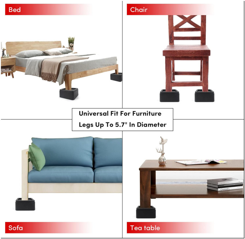 Oversized Bed Risers Heavy Duty Stackable 4 Pack, Furniture Risers for Sofas ...