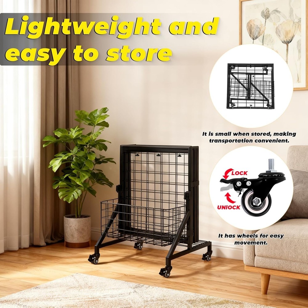 Display Grid Rack 6 ft Panel Foldable Craft Art Gridwall Tower W/ Basket & Tray