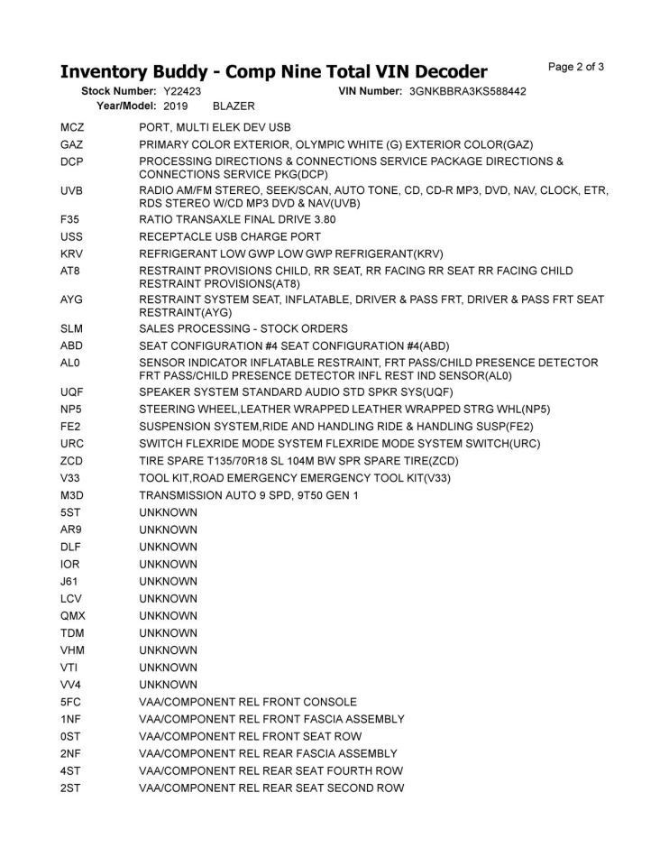 2019 Chevy Blazer Radio Display And Control Panel Opt IOR Screen