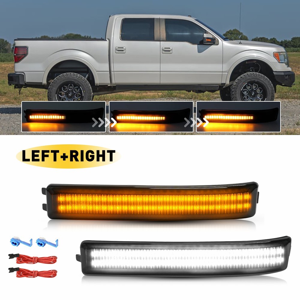 2x Switchback Side LED Mirror Signal Light Sequential For Ford F150 2009-2014