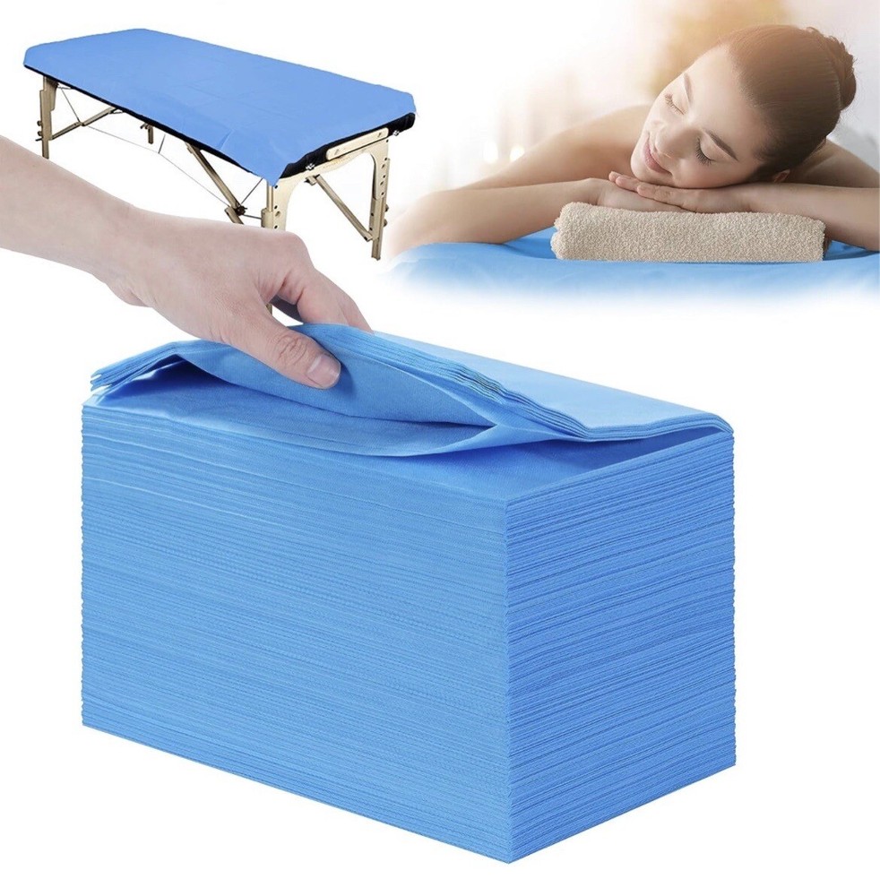 Xatumo 31" x 71" Disposable Massage Bed Sheets, Waterproof, 20-Count, Blue