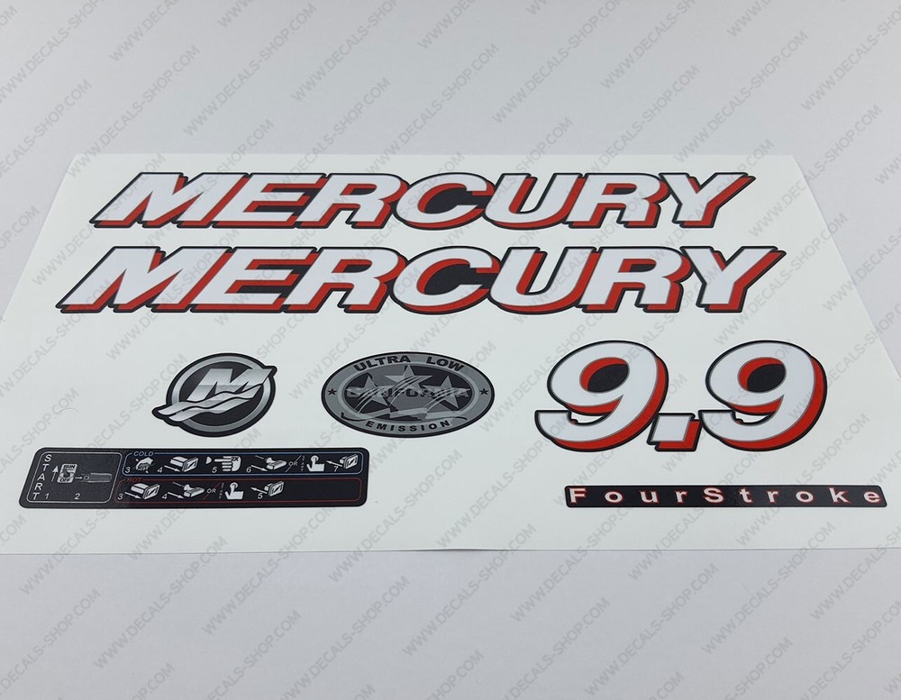 Mercury 9.9 hp Four Stroke 2006-2012 outboard engine decals sticker