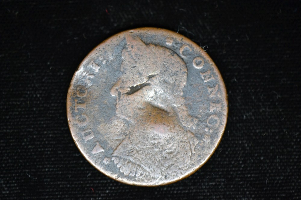 1787 Connecticut Colonial- Draped Bust Left- Reverse Hit- Very Good