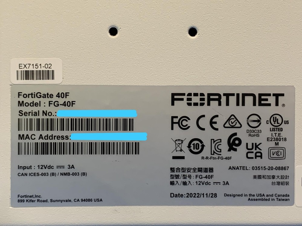 FORTINET FG-40F Network Security Firewall Appliance