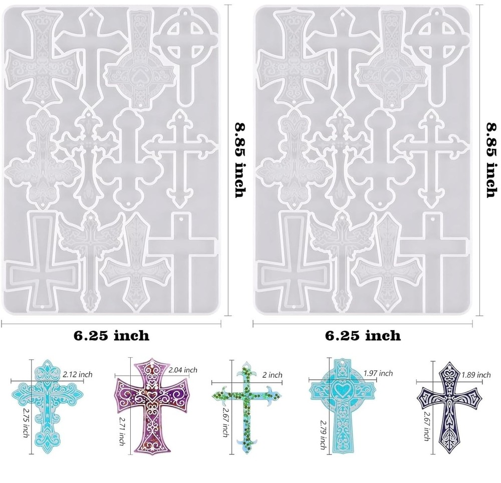 Cross Silicone Resin Molds,2 Pcs Epoxy Mold 2pcs