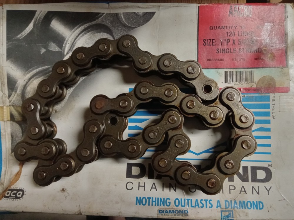 Diamond Chain ARC80 #80 Roller Chain 1" x 5/8"; Open Box;  Approx 35 links