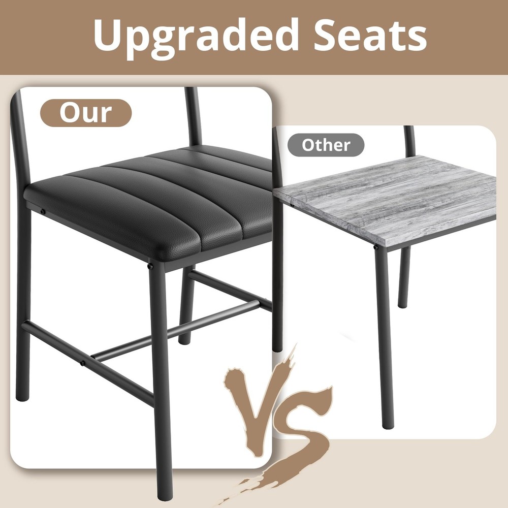 Dining Table Set for 4, Kitchen Table with Upholstered Bench and 2 Chairs, Ki...