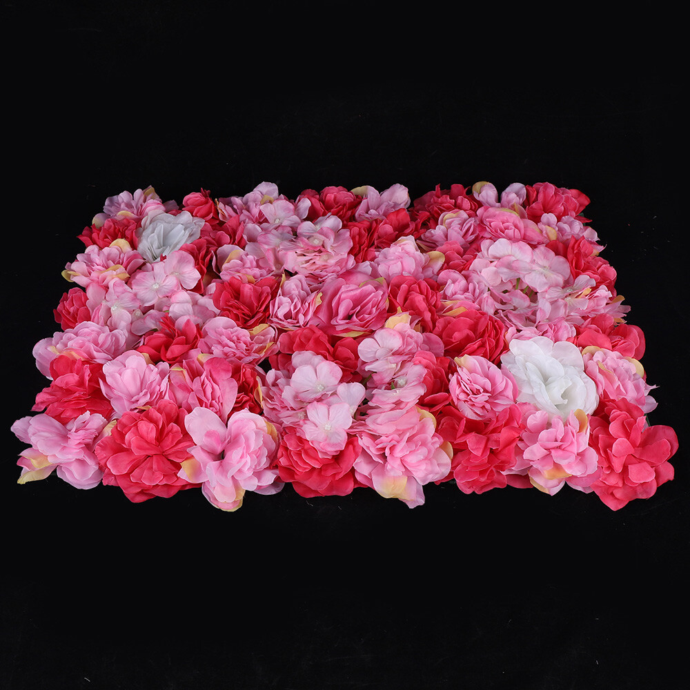 6pcs Artificial Flower Wall Panel Artificial Rose Red Flower Wall Decor 60*40cm