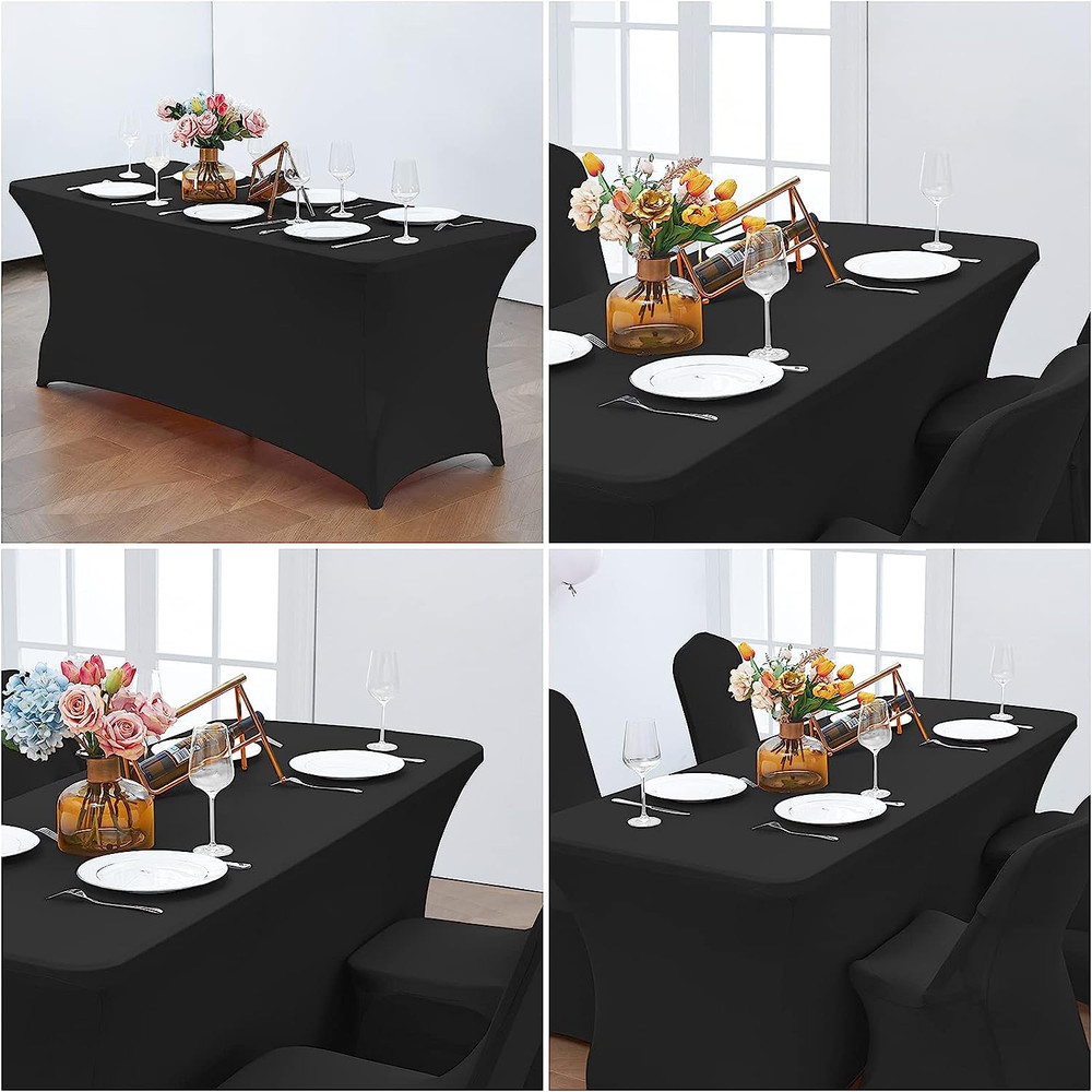6FT Waterproof Stretch Spandex Table Cover for Rectangular Tables - Elastic Fitt