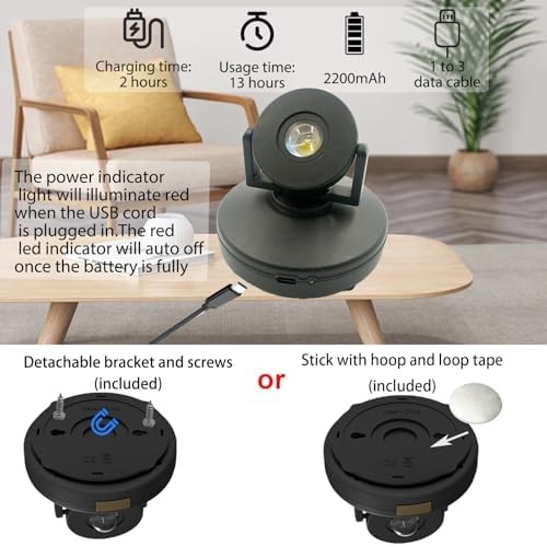 Wireless LED Spotlight 2 Pack, Rechargeable Uplights Battery Powered 3CCT Black