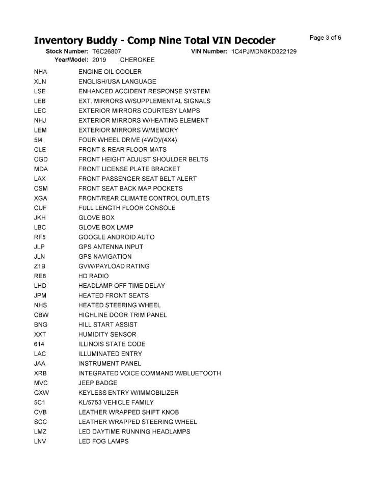 CHEROKEE 2019 Transmission Shift 1024436
