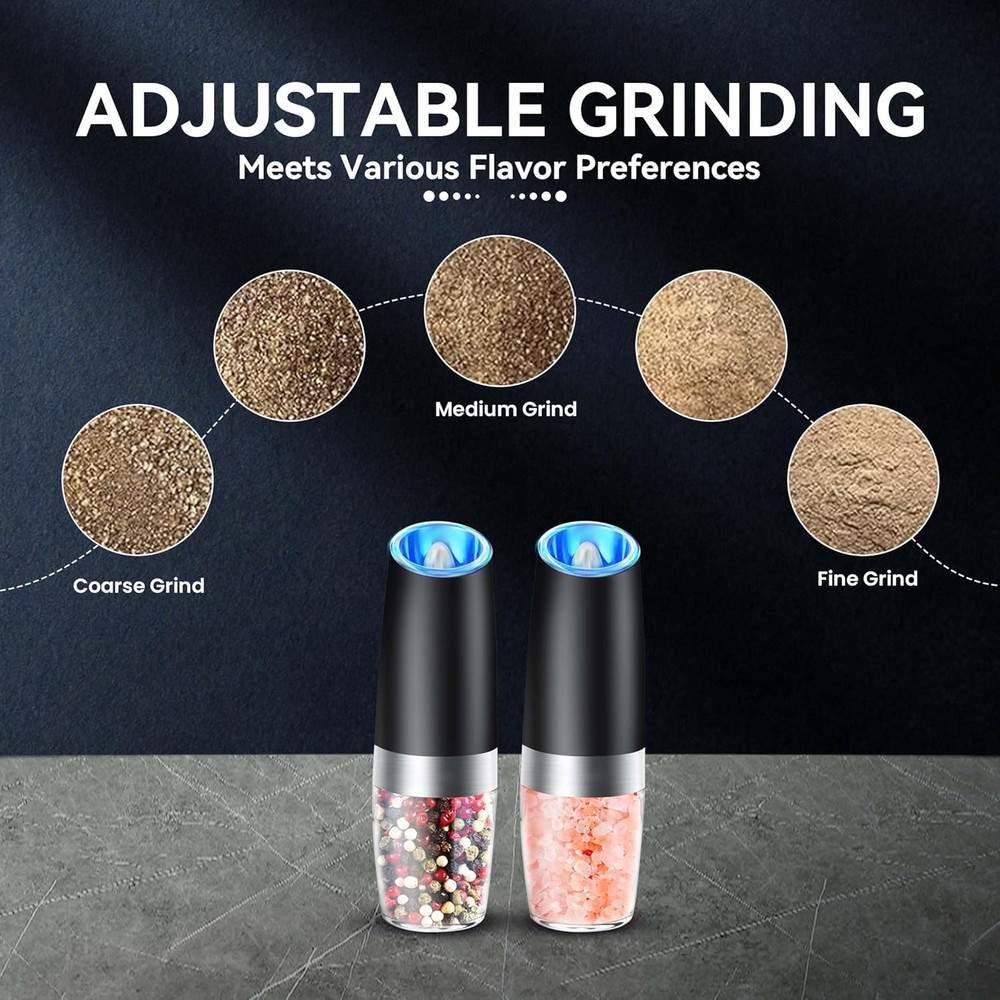 Salt and Pepper Grinder Set Gravity Electric Automatic Mill Kitchen Cooking