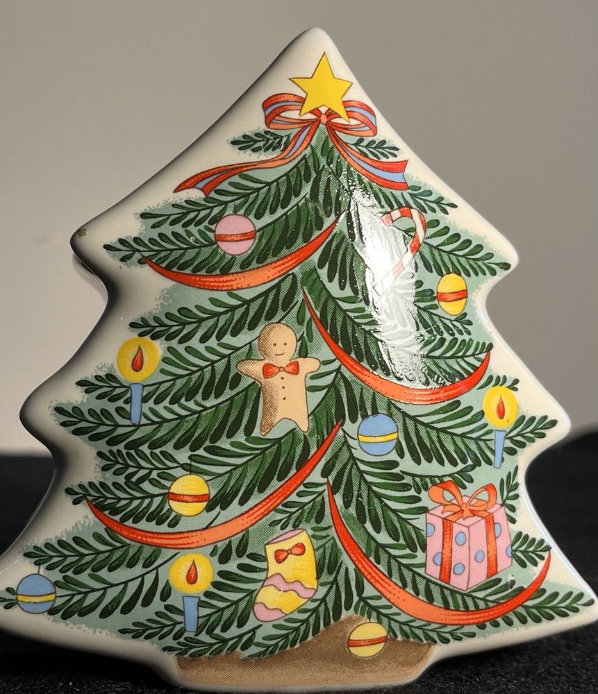 Christmas Tree Trinket Box Made In Japan