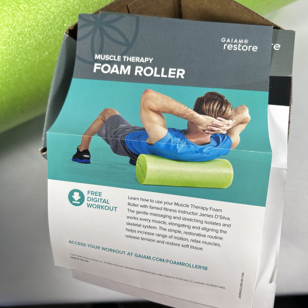 Gaiam -Restore Earth Friendly 18" Foam Roller Never Used