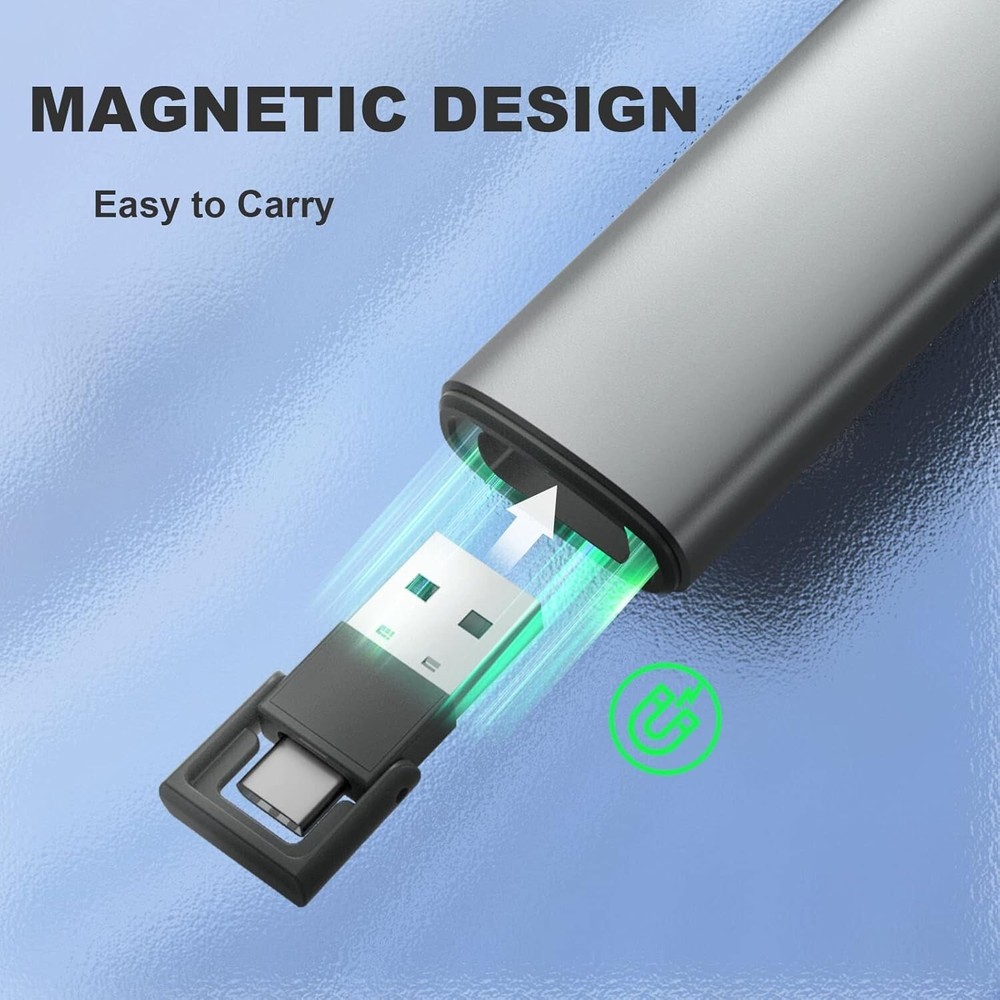 Rechargeable Green Laser Pointer Clicker - USB-A & USB-C Wireless Presenter