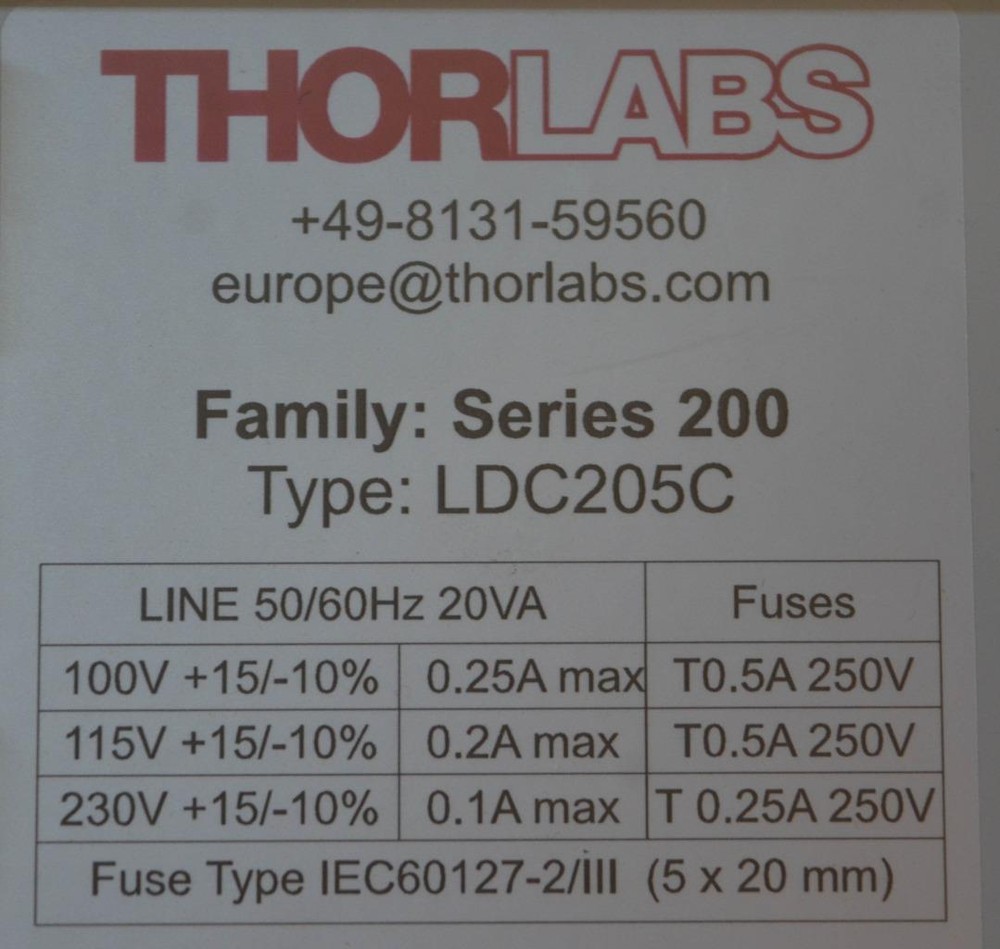 ThorLabs Laser Diode Controller 500mA Model LDC205C ++
