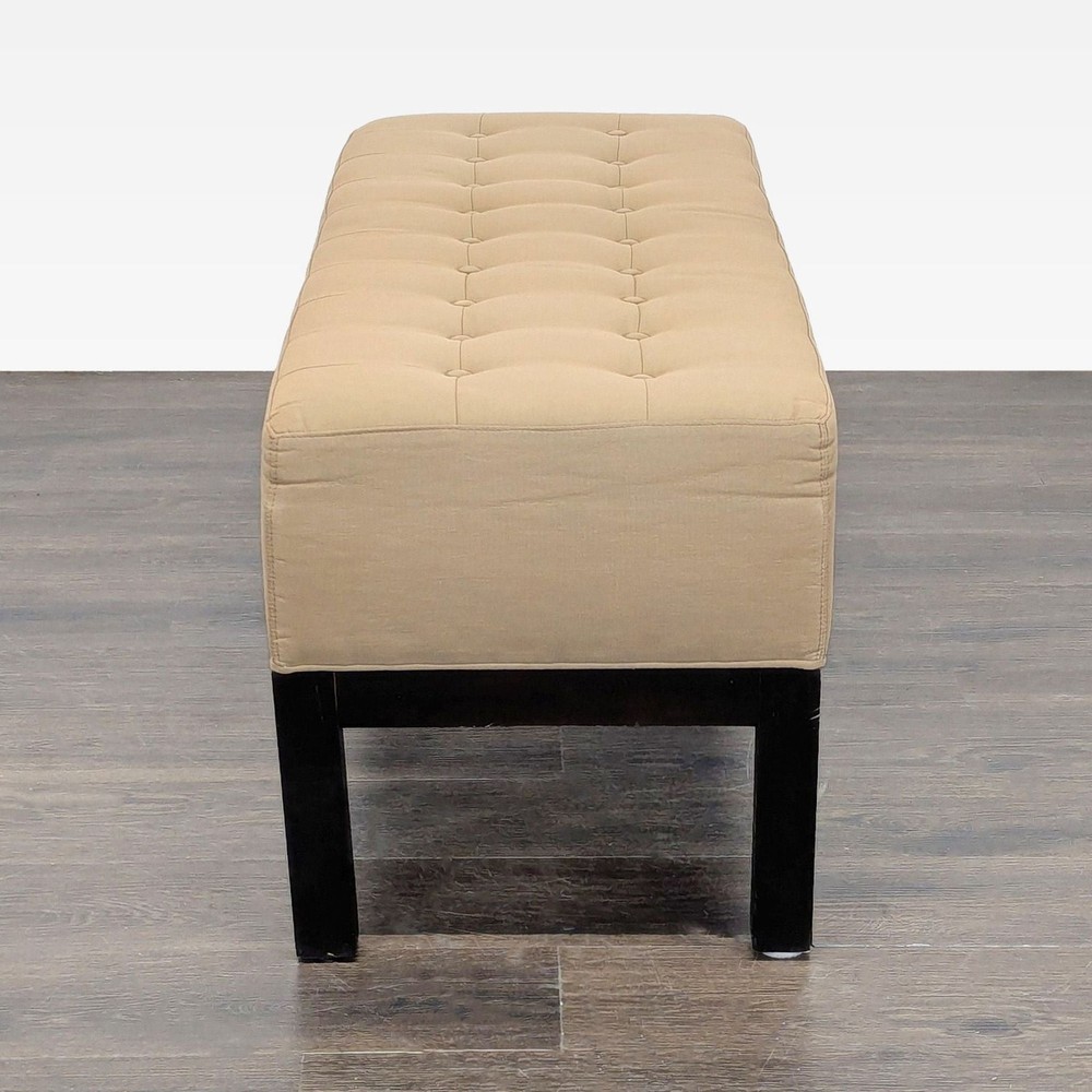 Button Tufted Bench on Wood Base