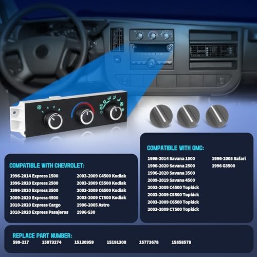 Front Climate Control Module Compatible with 1996-2020 Chevy Express 1500 2500