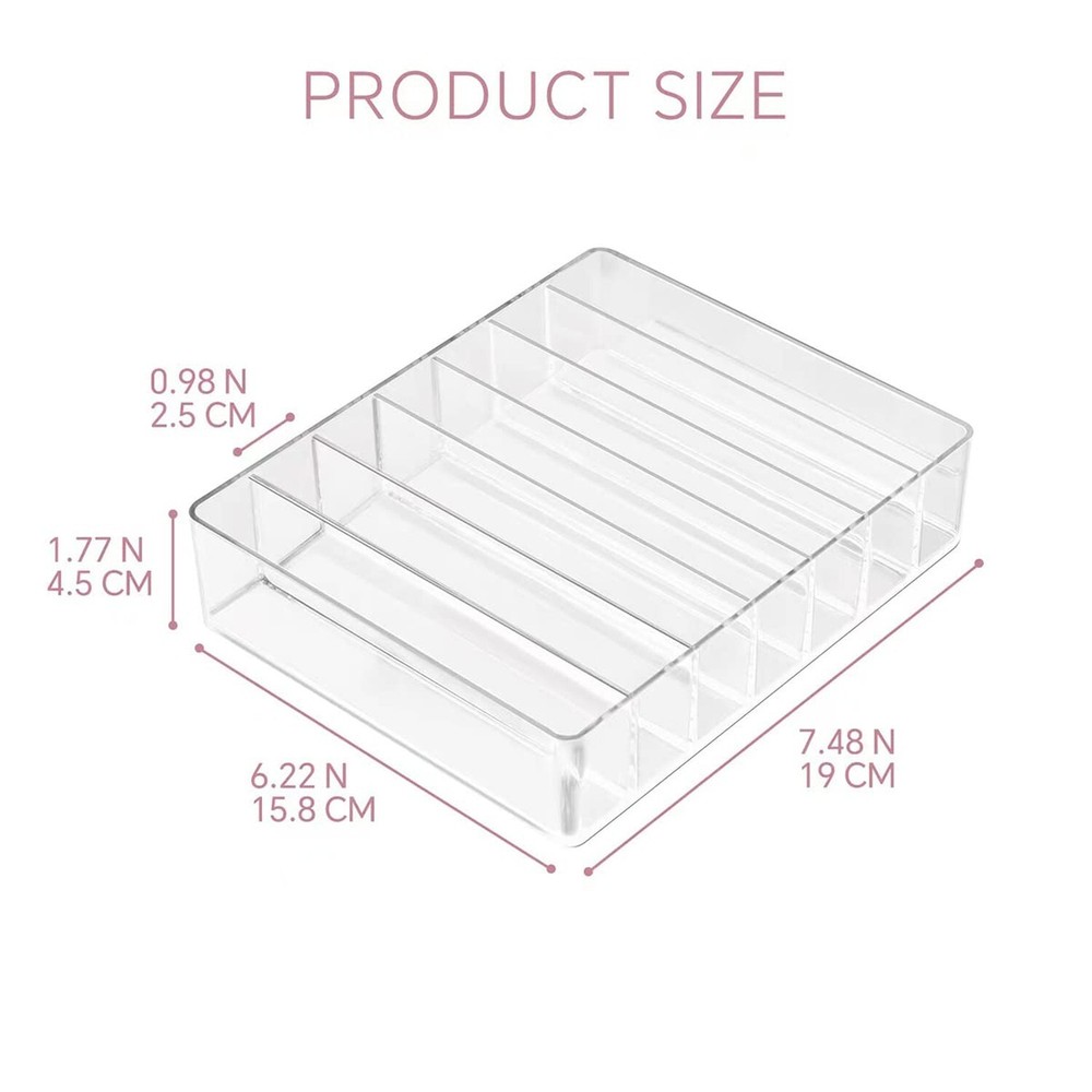Makeup Organizer for Eyeshadow Palette and Lipstick Organizer, 7 Section Divi...