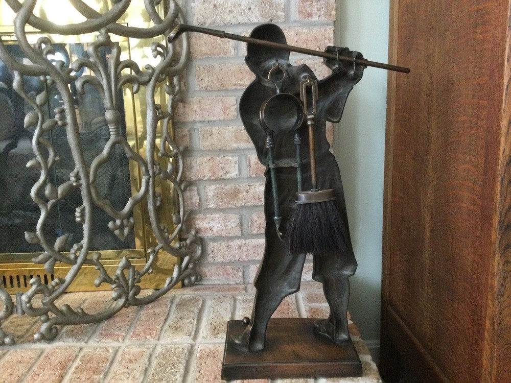 Vintage Golfer Fireplace Tool Holder Set 4 Pieces
