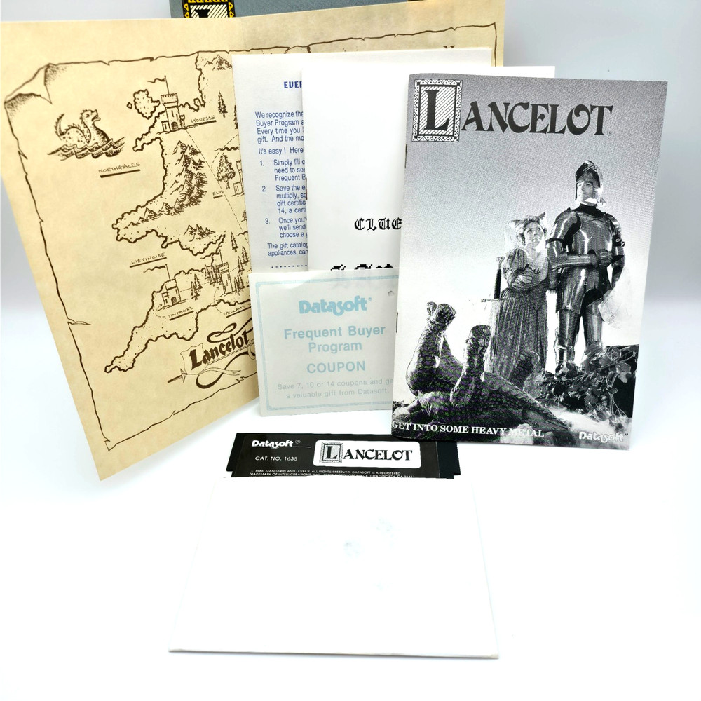 CIB! Rare! Lancelot (Commodore 64/128, 5.25" Disk, 1988 Datasoft) – Tested!