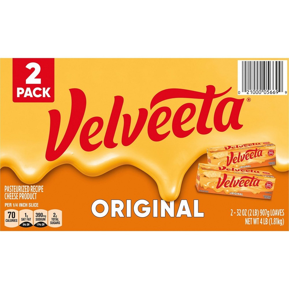 Velveeta Original Pasteurized Cheese Loaf, 32 oz, 2-pack