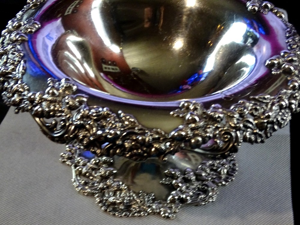 Black Star & Frost Exceptional 8 1/2" Sterling Silver Compote Fancy Pattern