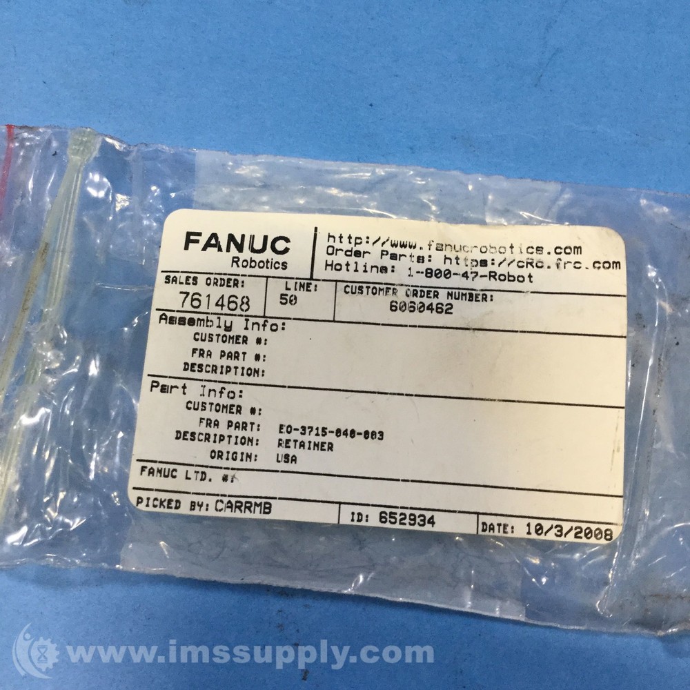 Fanuc EO-3715-040-003 Retainer USIP