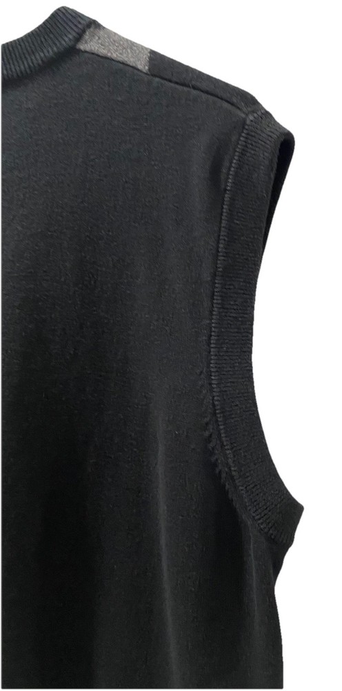 Pro Tour Vest Pullover Men’s Size Medium Black Gray Diamond Pattern 100% Cotton