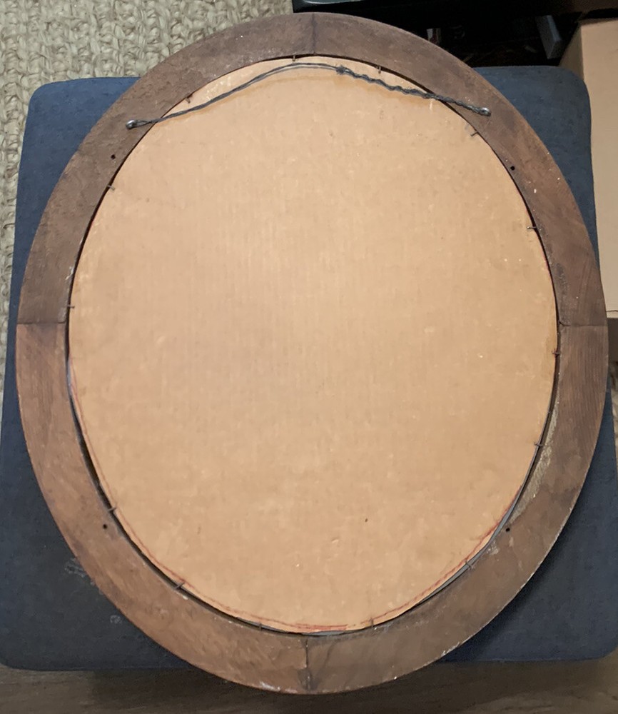 Antique Regency-Style Oval Solid Walnut Mirror Deep Well