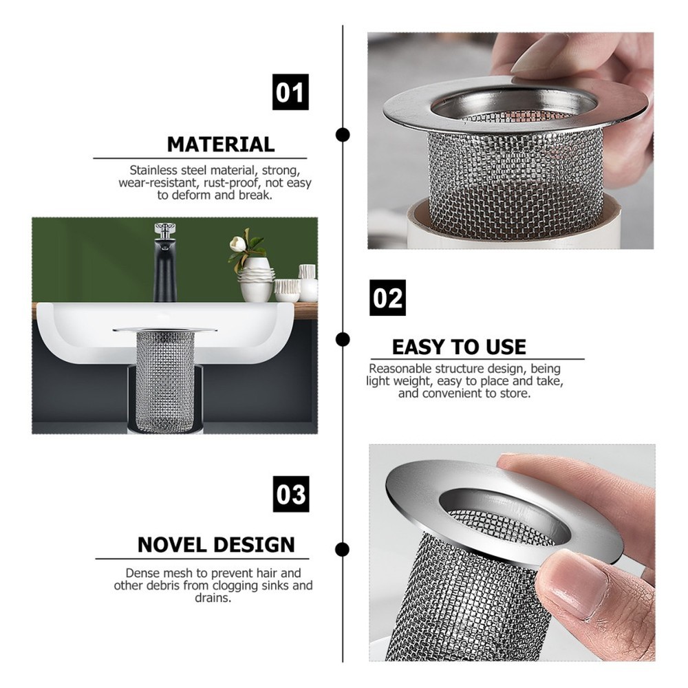 2 Pieces Filter Basket Kitchen Sink Debris Stopper Mesh Strainer
