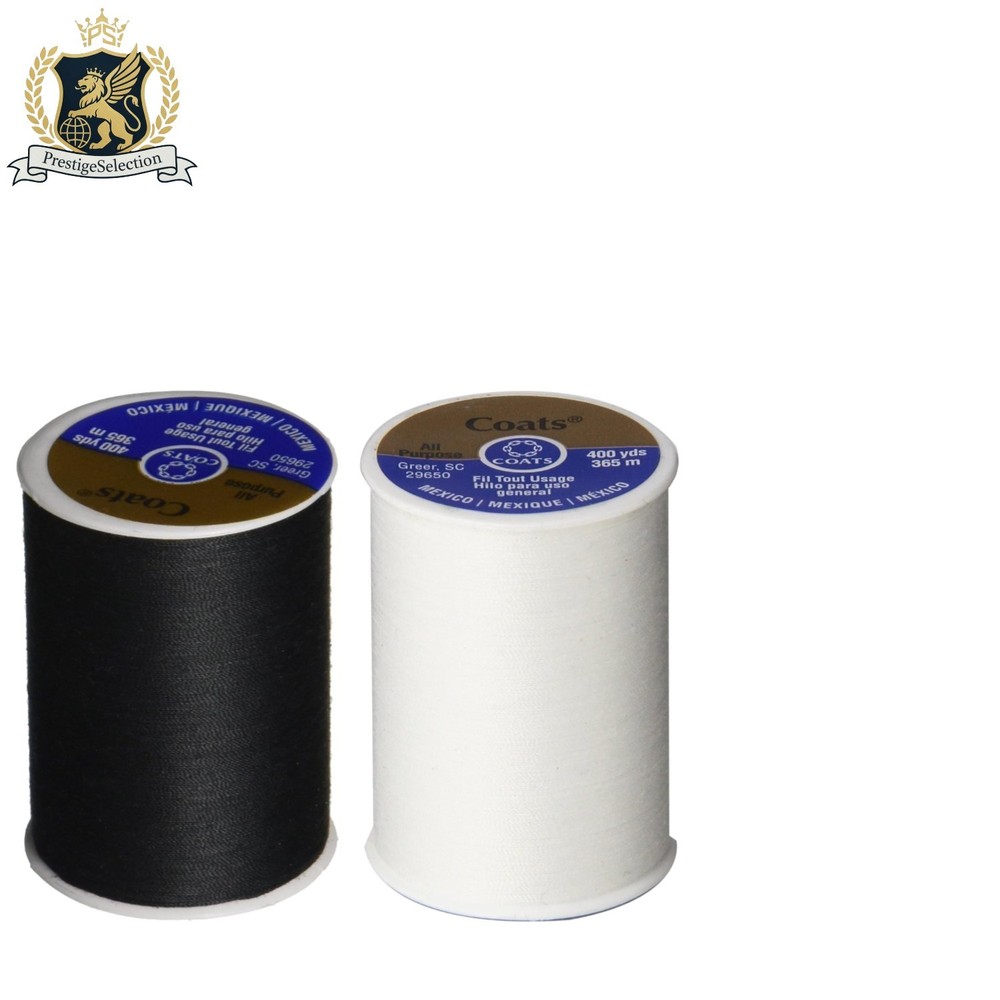 2-Pack Dual Duty Thread – 400 Yards Black & White Polyester for All Sewing Needs